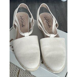 Life Stride Katrina 2 Espadrille Slip-on Wedges Beige Linen Color Women’s 8.5